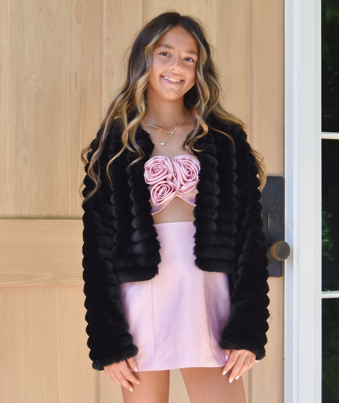 FBZ Girls Fancy Faux Fur Jacket Girls Special Tops FBZ Flowers By Zoe