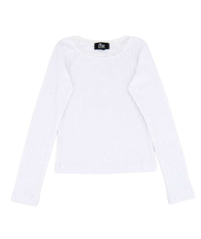 FBZ Girls Honor Pointelle With Lace Top Girls Casual Tops FBZ Flowers By Zoe