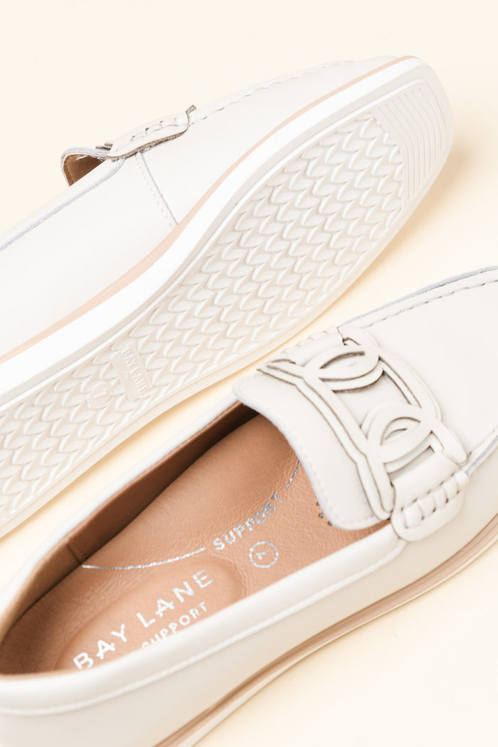 Felix Grey Leather Buckle Loafer