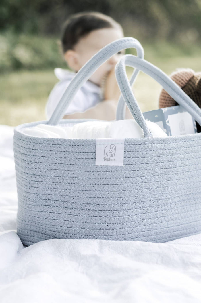 FEPHAS Rope Diaper Caddy | Misty Blue