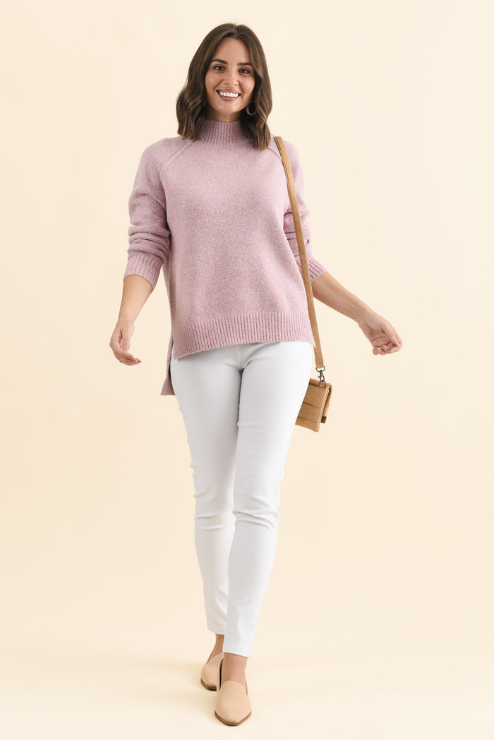 Finn Pink Knit Jumper,Brunette model,alt text|model:MJ