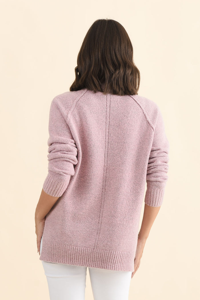 Finn Pink Knit Jumper,Brunette model,alt text|model:MJ