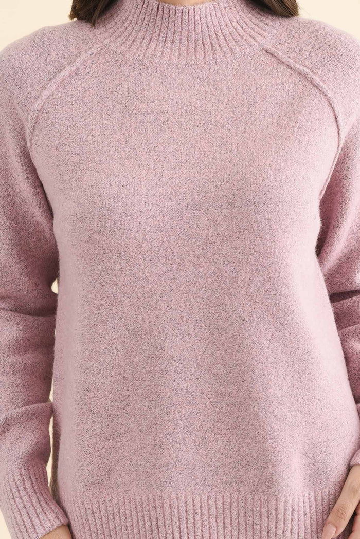 Finn Pink Knit Jumper,Brunette model,alt text|model:MJ