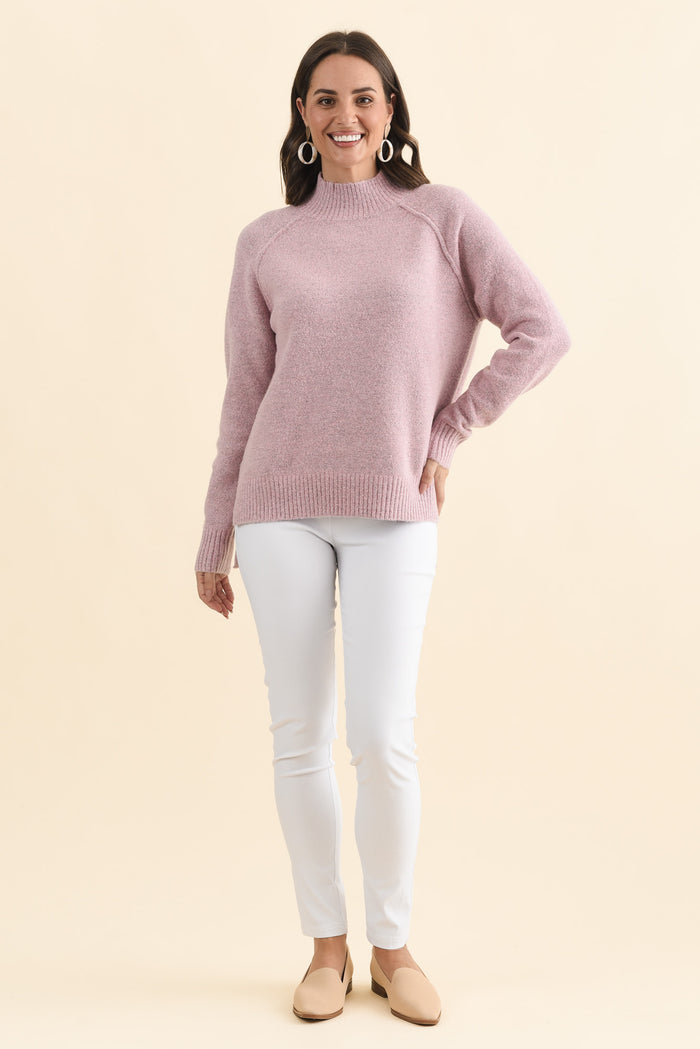 Finn Pink Knit Jumper,Brunette model,alt text|model:MJ