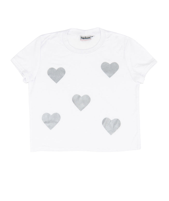 Firehouse Girls Silver Heart Toss Tee Distressed/seasonal girls Firehouse White Y/5