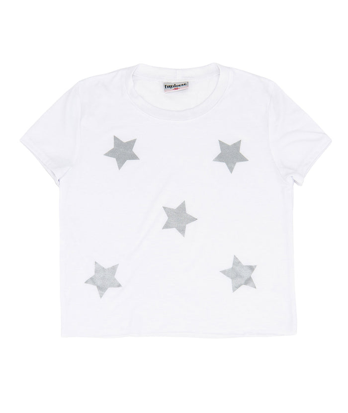 Firehouse Girls Silver Star Toss Tee Distressed/seasonal girls Firehouse White Y/S (7/8)