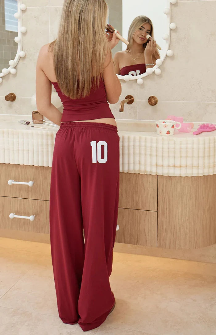 Flo Burgundy Wide Leg Pants