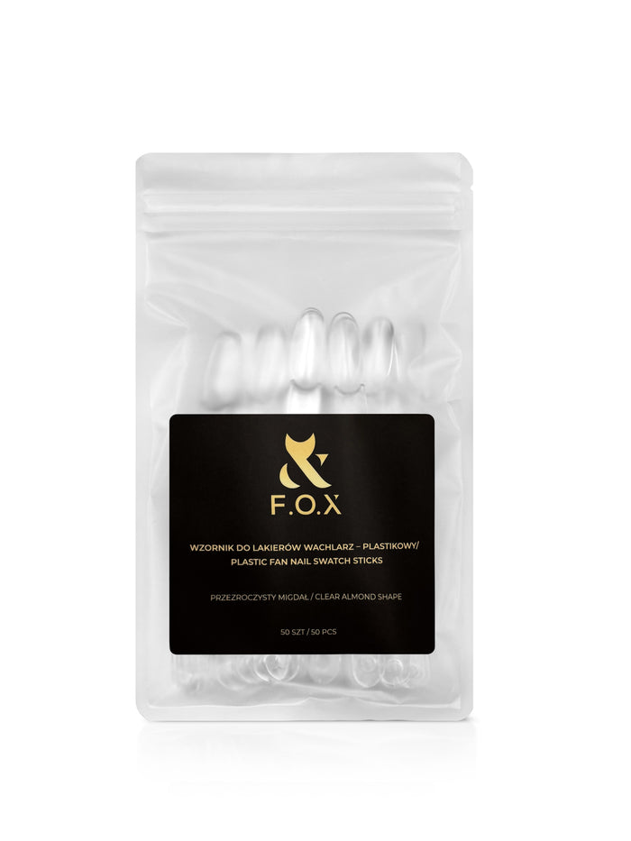 F.O.X Clear Almond Nail Swatch Sticks, 50 pcs swatches F.O.X