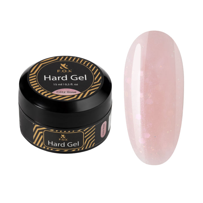 F.O.X Hard Gel Glitz Rose, 15 ml builder gel F.O.X