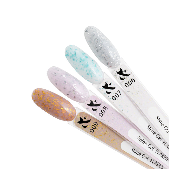 F.O.X Shine Gel Flakes 006-009 — Nail Swatch Sticks (set of 4) F.O.X