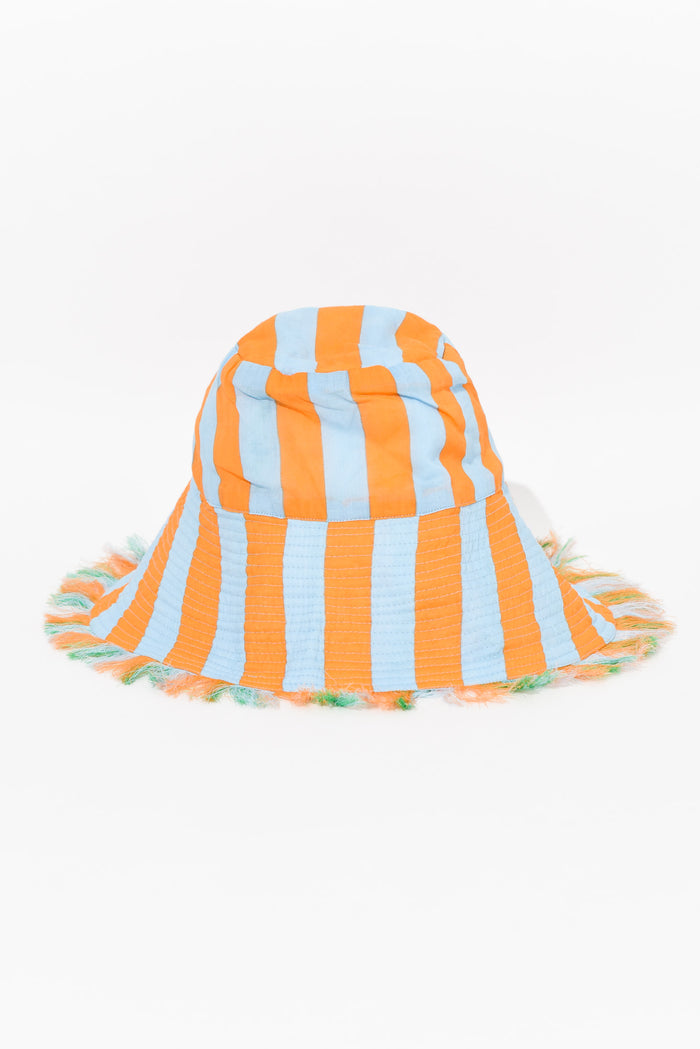 Fray Green Stripe Cotton Wide Brim Hat