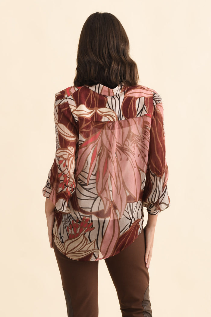 Freya Cathedral Botanic V Neck Blouse,Brunette model,alt text|model:MJ