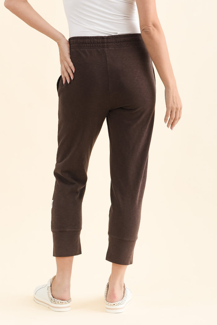 Fundamental Brunch Dark Brown Cotton Sweatpants,Back,Brunette model,alt text|model:MJ