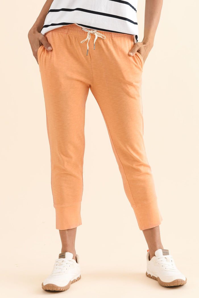 Fundamental Brunch Peach Cotton Sweatpants,Front,Brunette model,alt text|model:Cara