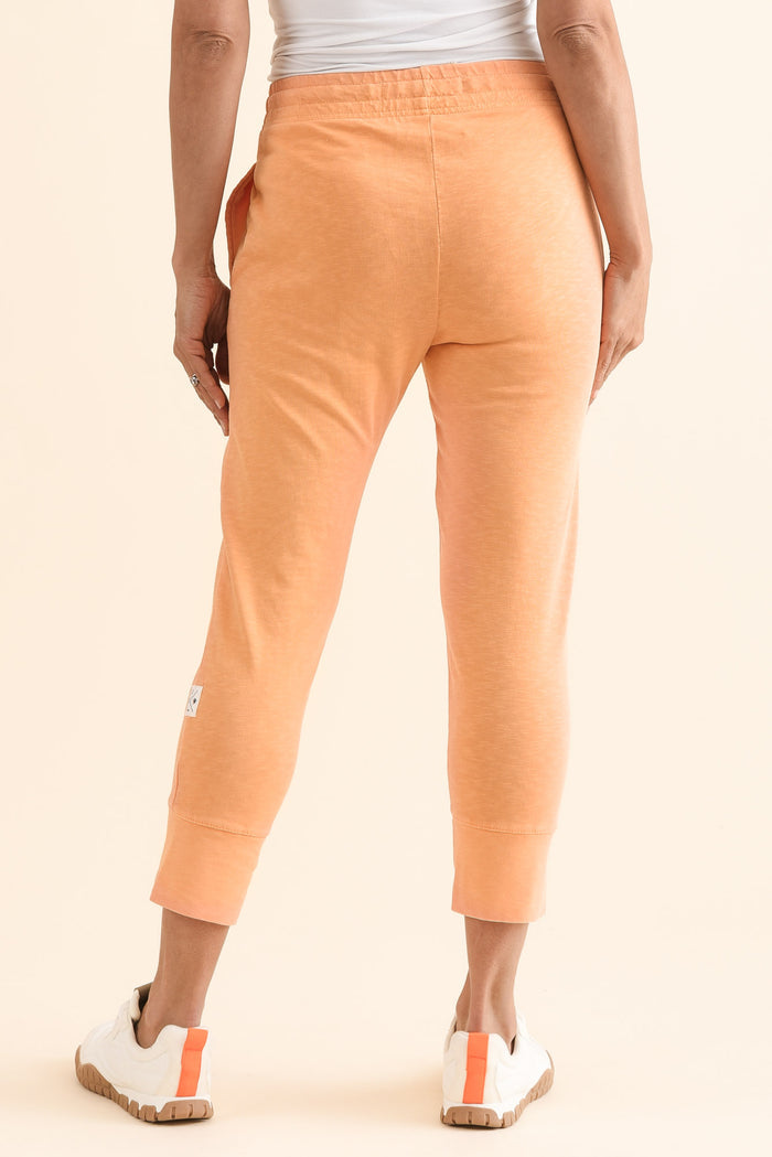 Fundamental Brunch Peach Cotton Sweatpants,Back,Brunette model,alt text|model:Cara