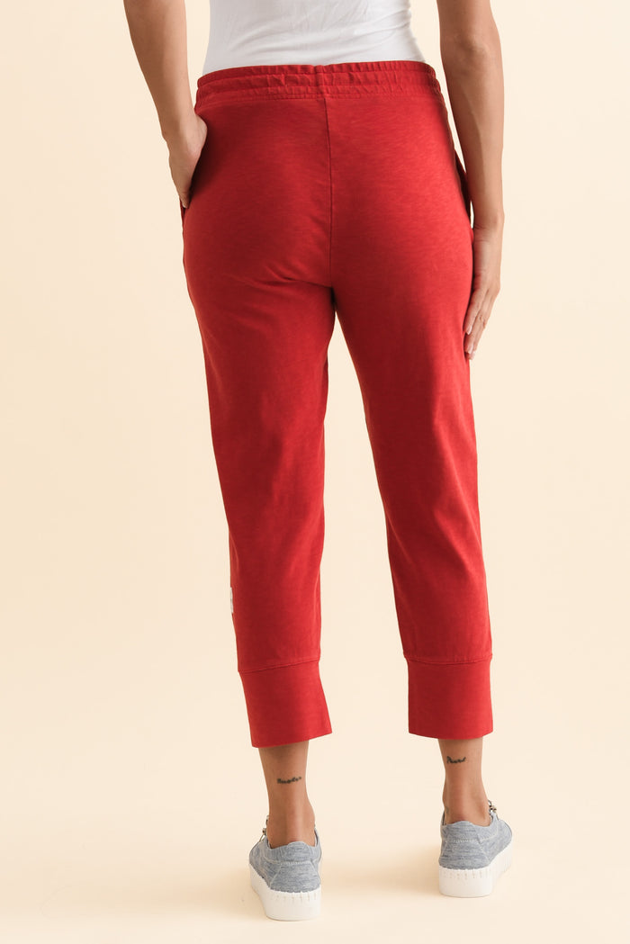 Fundamental Brunch Red Cotton Sweatpants,Brunette model,alt text|model:Brontie
