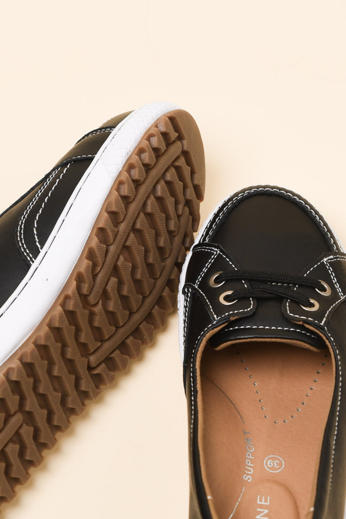 Garland Black Leather Loafer Sneaker