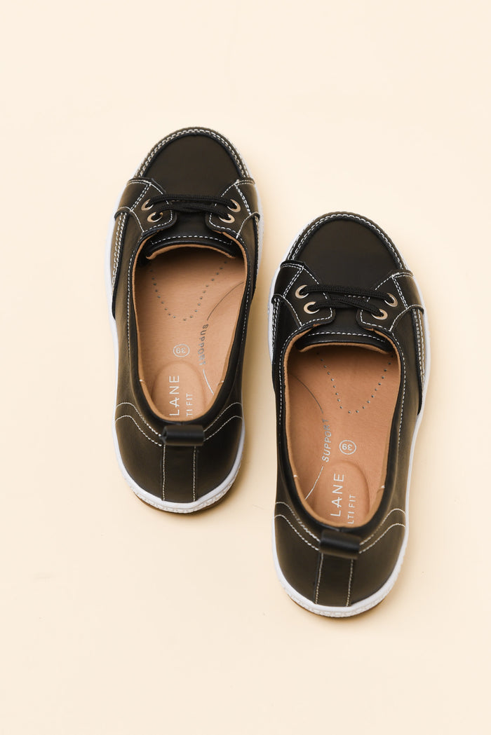 Garland Black Leather Loafer Sneaker