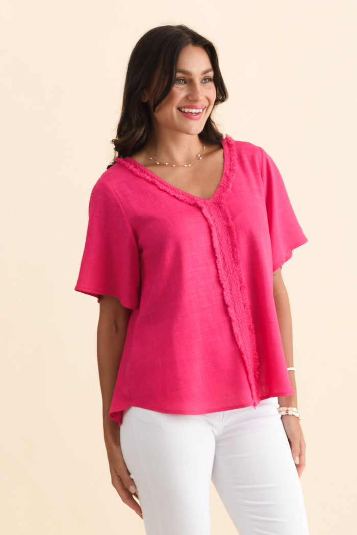 Georgio Hot Pink Linen Top