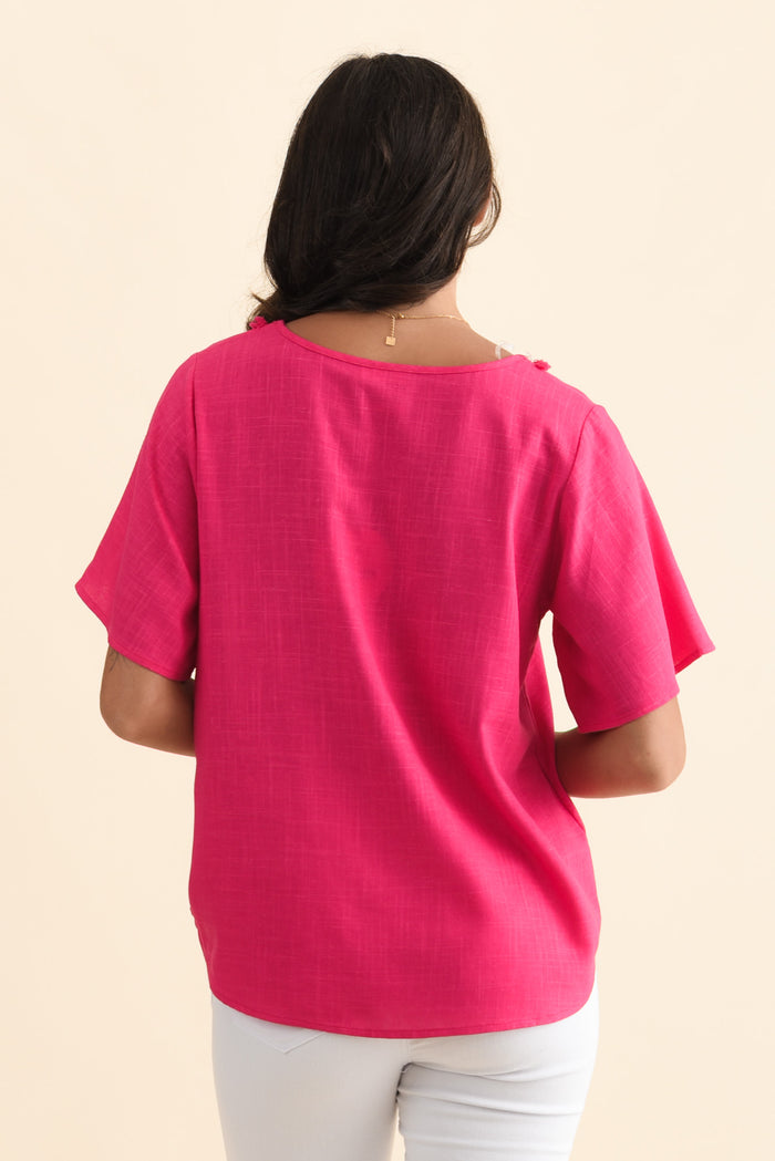 Georgio Hot Pink Linen Top