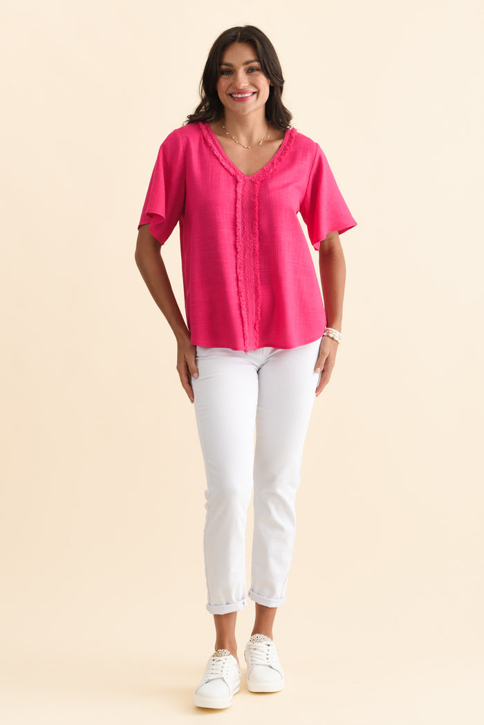 Georgio Hot Pink Linen Top