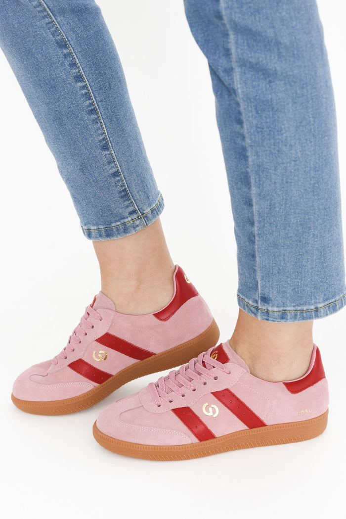 Parallel Pink Contrast Suede Sneaker