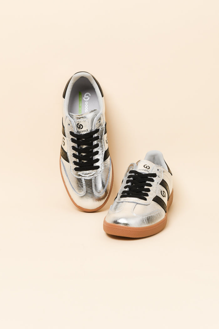 Parallel Silver Contrast Leather Sneaker