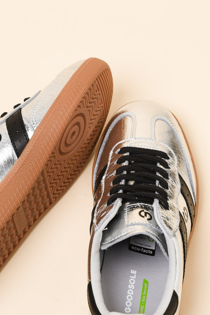 Parallel Silver Contrast Leather Sneaker