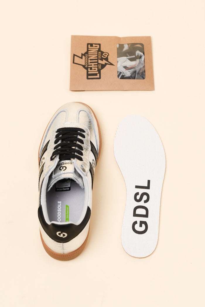 Parallel Silver Contrast Leather Sneaker