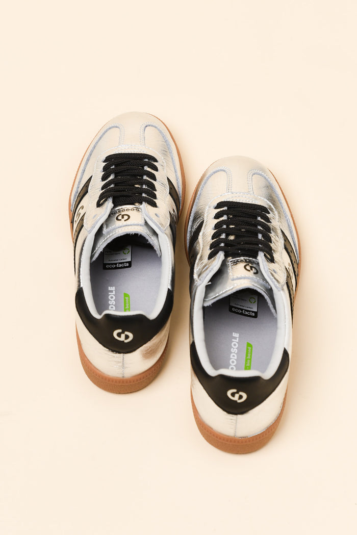 Parallel Silver Contrast Leather Sneaker