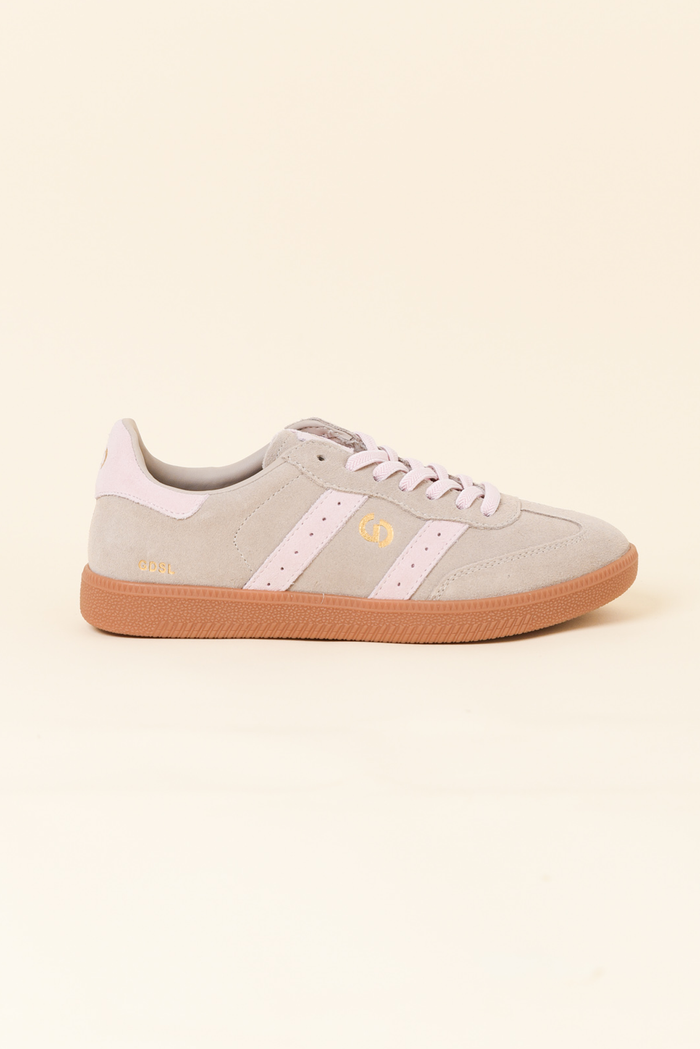 Parallel Taupe and Pink Contrast Suede Sneaker