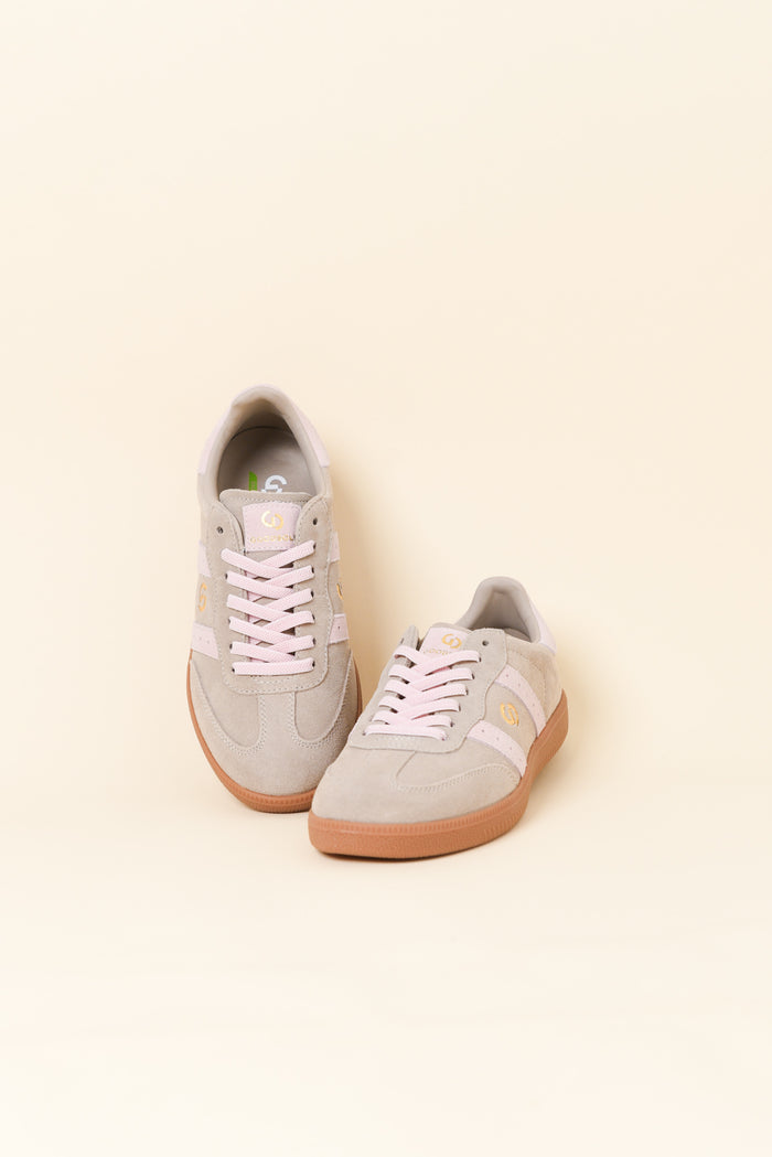 Parallel Taupe and Pink Contrast Suede Sneaker