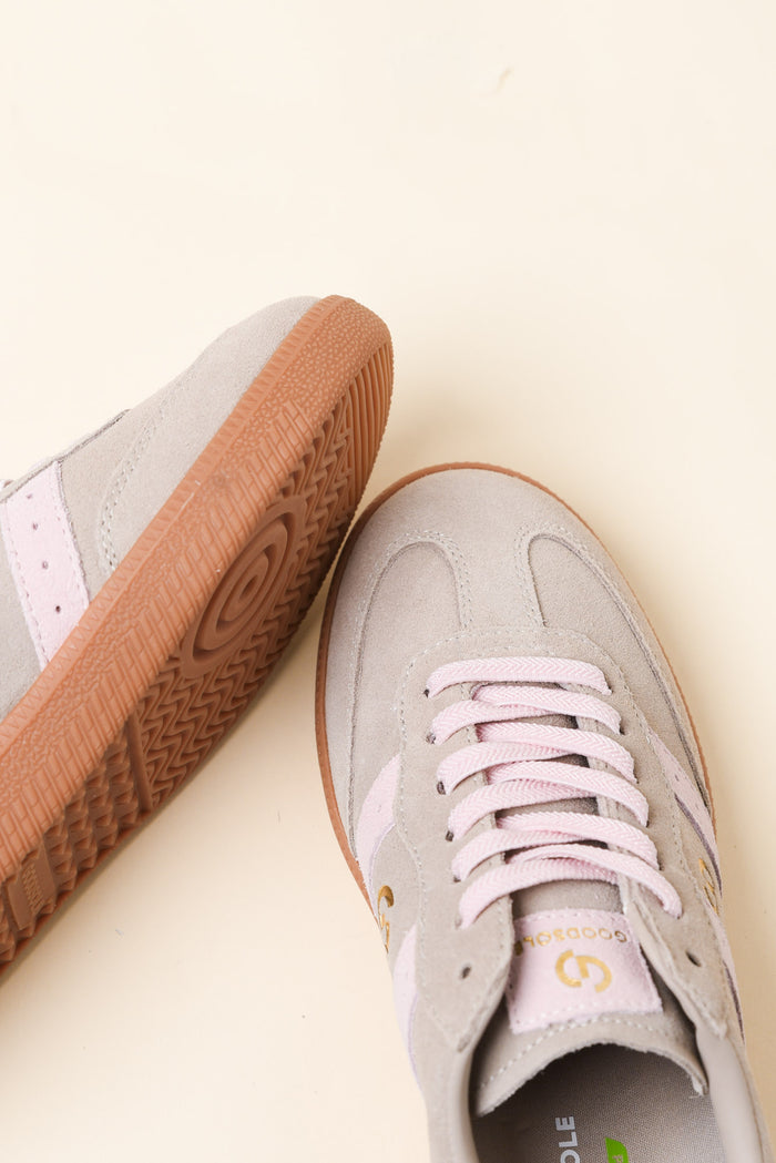 Parallel Taupe and Pink Contrast Suede Sneaker