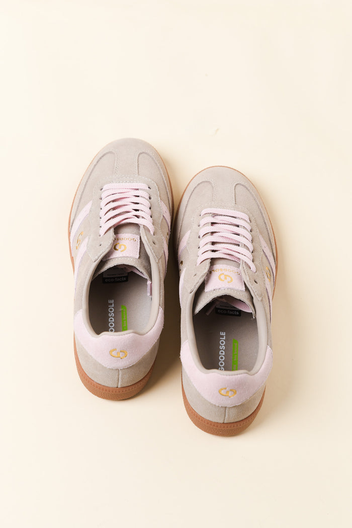 Parallel Taupe and Pink Contrast Suede Sneaker