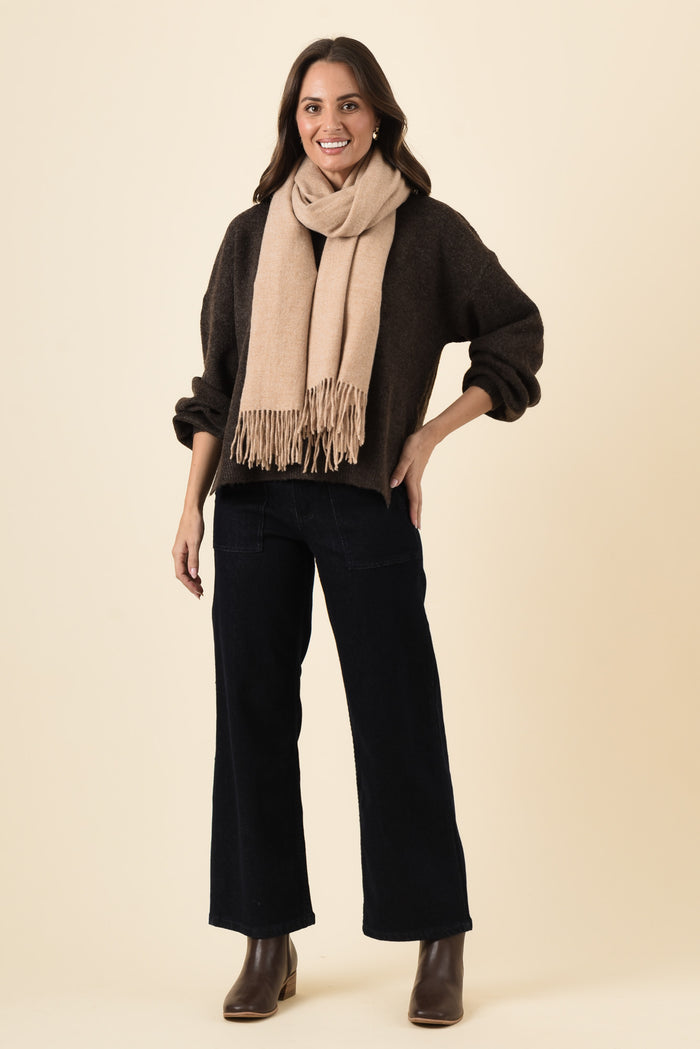 Grady Chocolate Knit Jumper,Brunette model,alt text|model:MJ