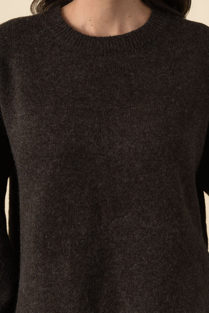 Grady Chocolate Knit Jumper,Brunette model,alt text|model:MJ