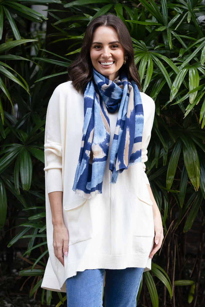 Gutha Blue Abstract Scarf