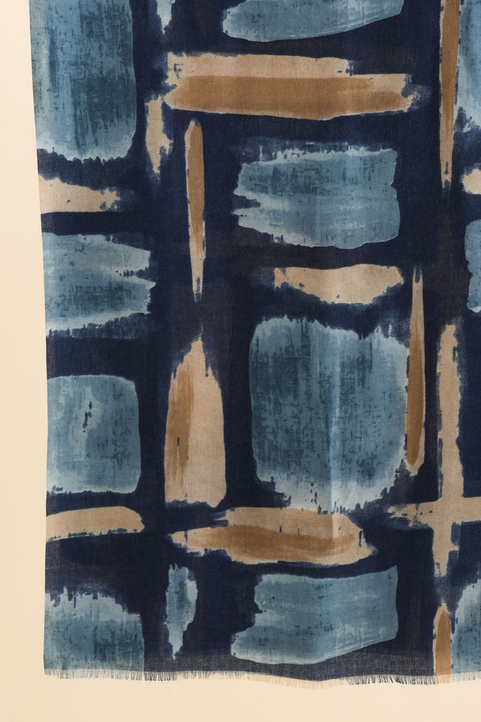 Gutha Blue Abstract Scarf