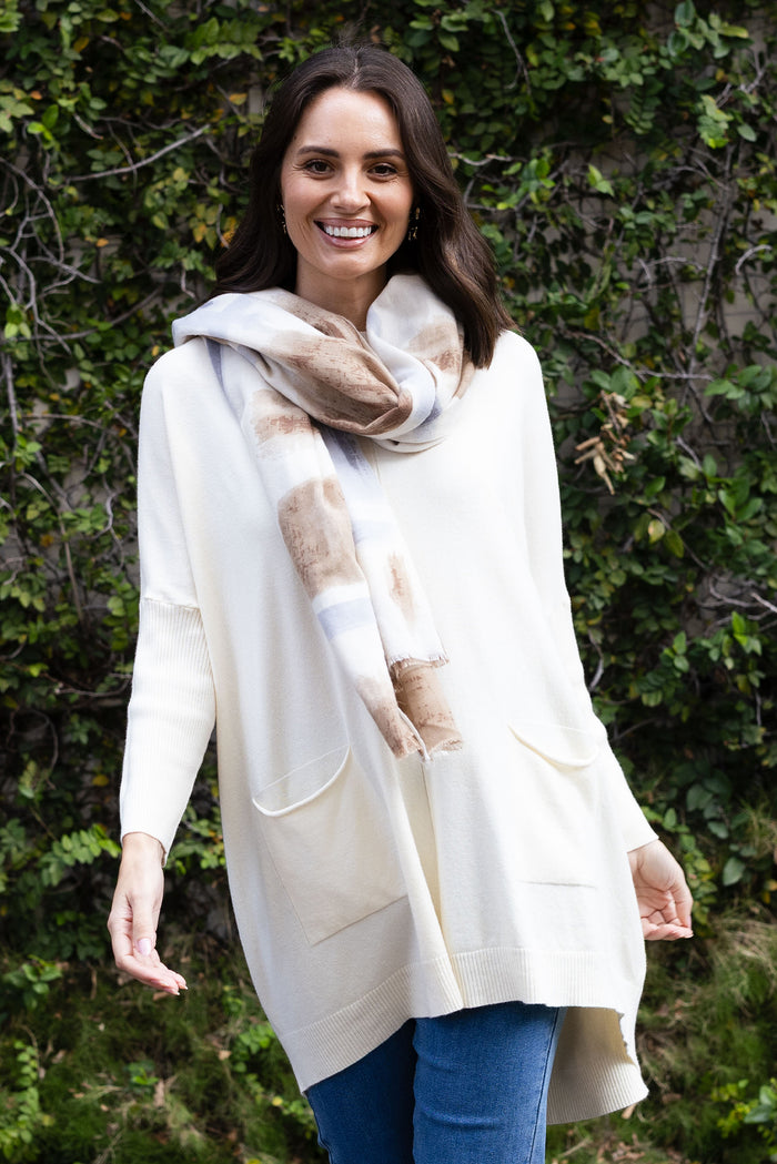 Gutha Cream Abstract Scarf