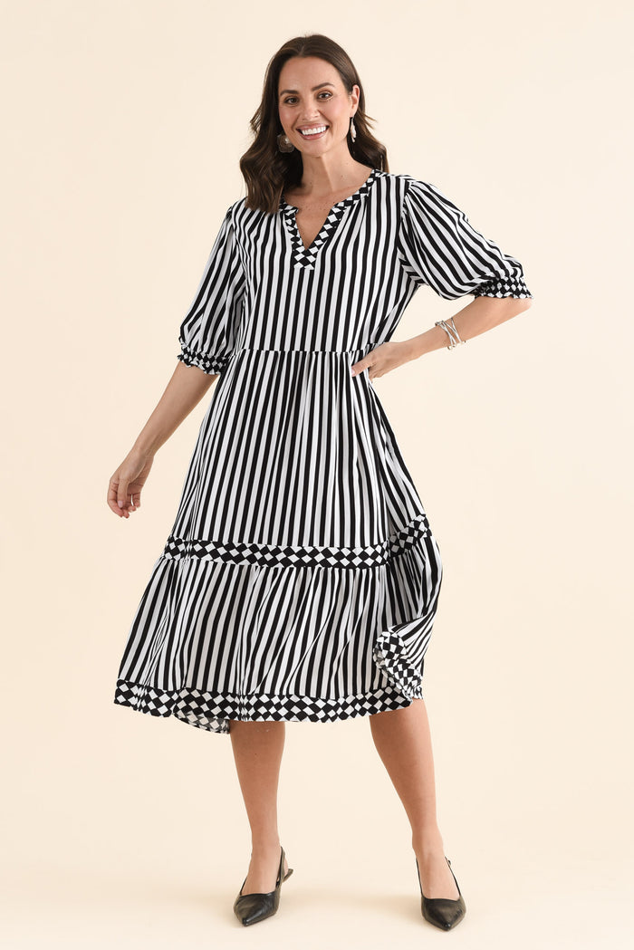 Harlequin Black Stripe Pocket Dress