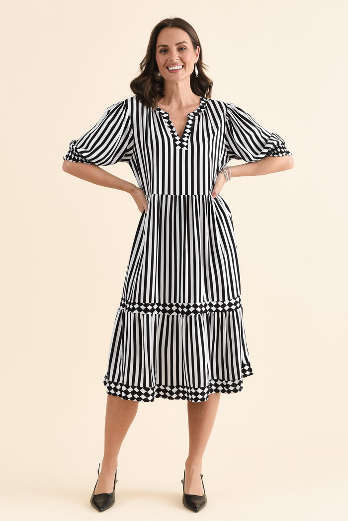 Harlequin Black Stripe Pocket Dress