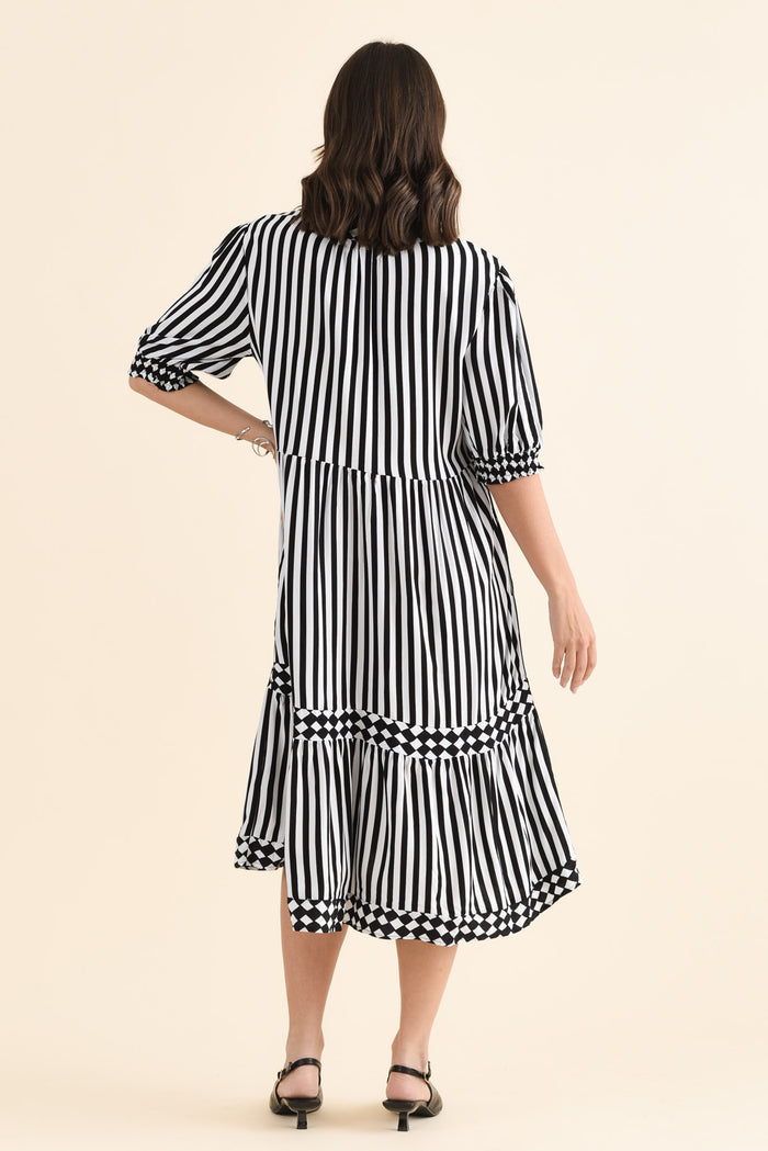 Harlequin Black Stripe Pocket Dress