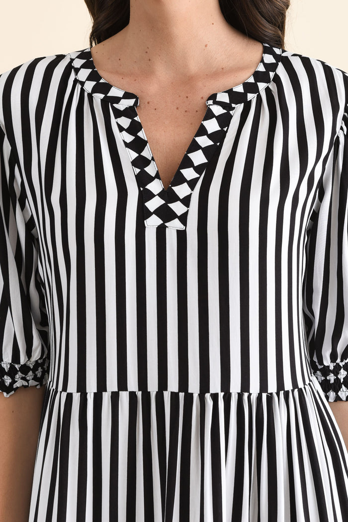 Harlequin Black Stripe Pocket Dress