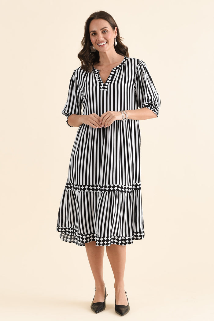 Harlequin Black Stripe Pocket Dress