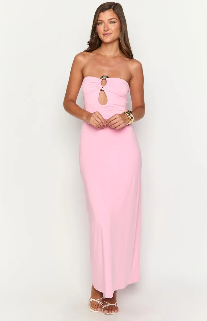 Harriet Pink Strapless Maxi Dress