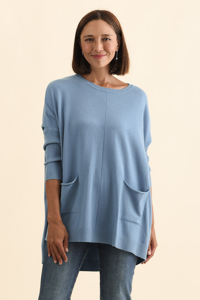 Helsinki Steel Knit Pocket Jumper,Brunette model,alt text|model:Cara