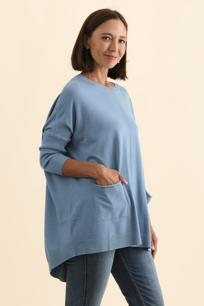 Helsinki Steel Knit Pocket Jumper,Brunette model,alt text|model:Cara