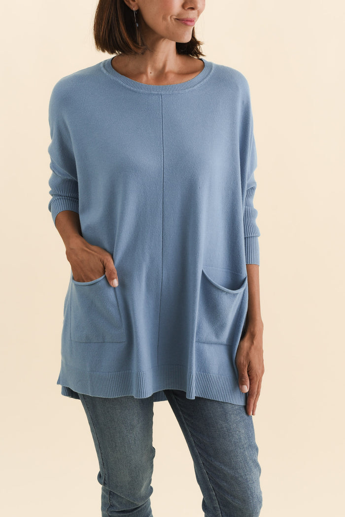 Helsinki Steel Knit Pocket Jumper,Brunette model,alt text|model:Cara
