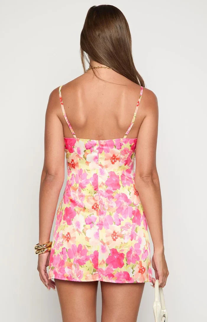 Honey Yellow Floral Pop Mini Dress