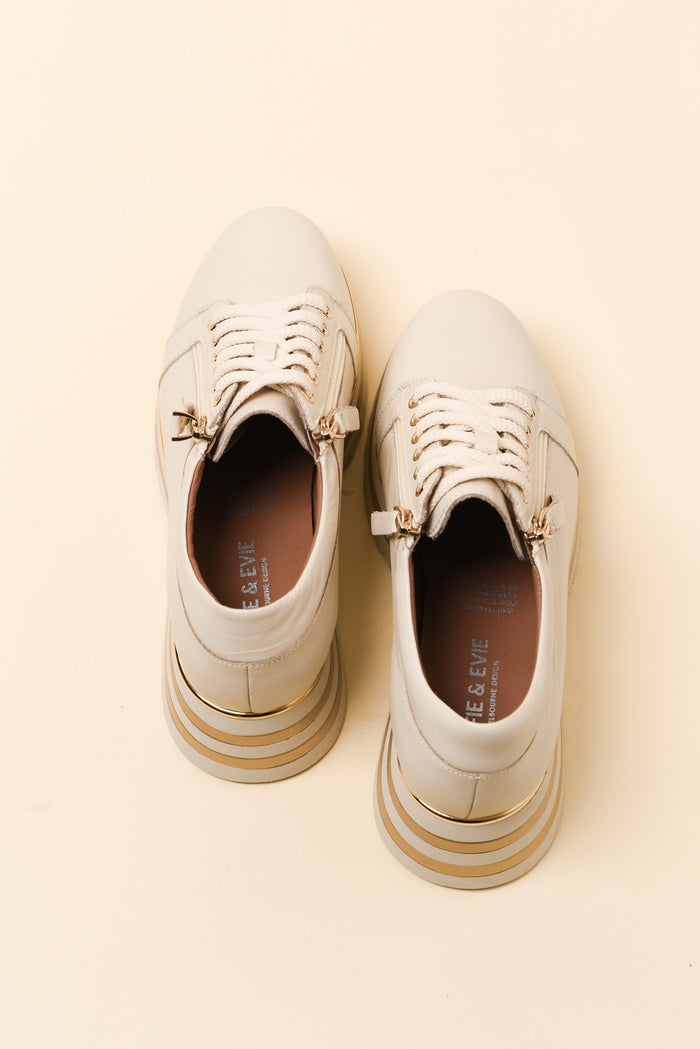 Hosting Cream Stripe Leather Platform Sneaker